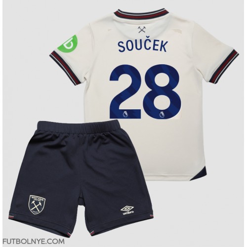 Camiseta West Ham United Tomas Soucek #28 Visitante Equipación para niños 2025-26 manga corta (+ pantalones cortos)